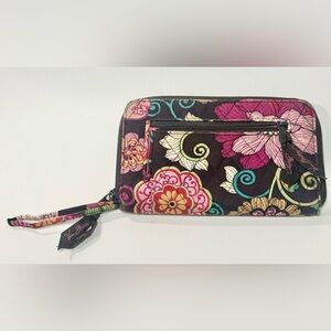 Vera Bradley Wristlet Zip Wallet Mod Floral Pink Multicolor Design 5” X 8”